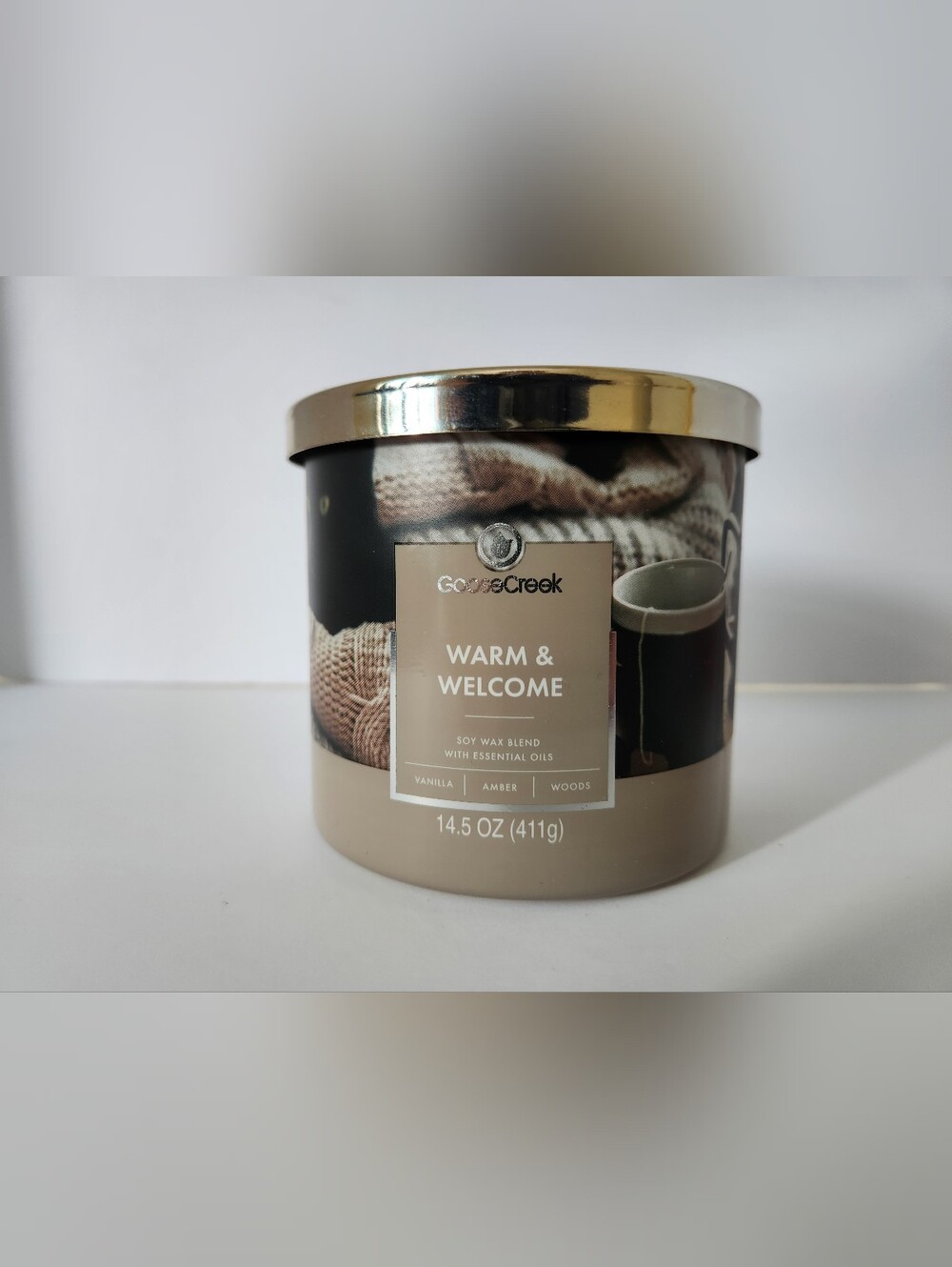 Goose Creek Warm & Welcome Vanilla Amber Woods Scented 3 Wick Candle